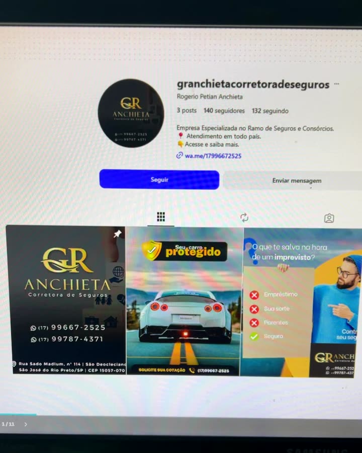 Perfil do Instagram antes da Fachada Digital